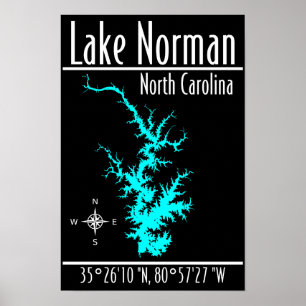 Póster de Coordenadas del Mapa del Lago Norman Car