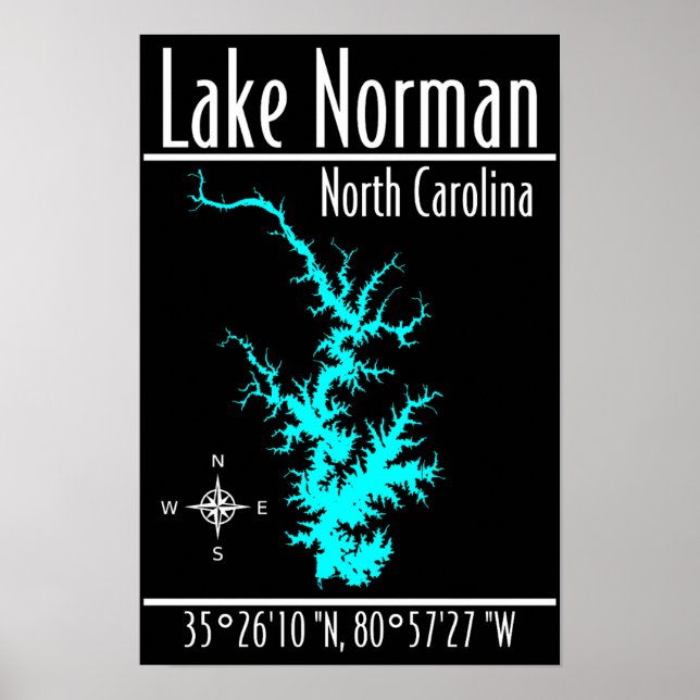 Póster de Coordenadas del Mapa del Lago Norman Car (Frente)
