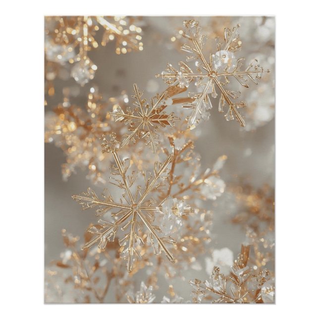 Póster de copos de nieve con pan de oro (Anverso)