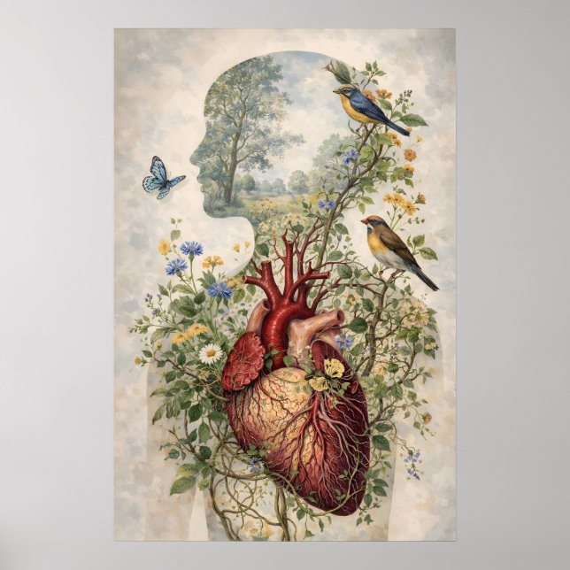 Póster de Corazón Anatómico y Mente, Anatomía Botá (Frente)