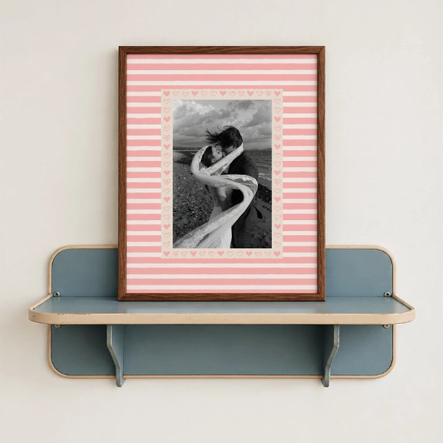 Póster de Corazón con Borde Rosa Claro - Regalo Pe (Light Pink Heart Border Poster - close-up view (frame/decor not included)
)
