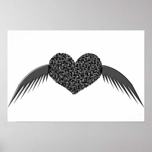 Póster de corazón de amor alado gótico (Frente)