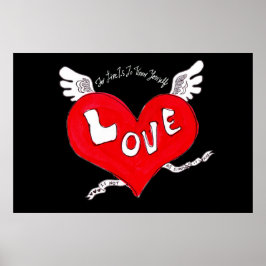 Póster de corazón de amor con tatuaje
