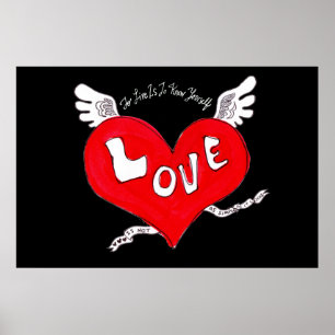 Póster de corazón de amor con tatuaje