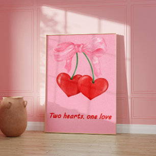 Póster de Corazón de Cereza Rosa Romántico Coquett