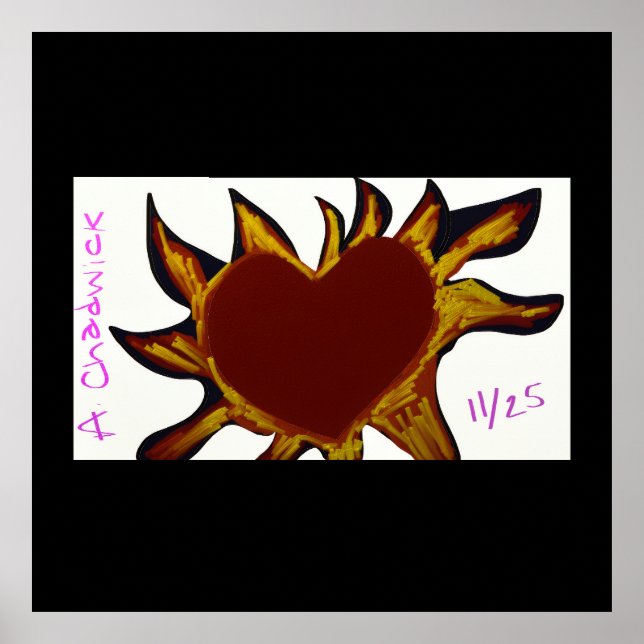 Póster de corazón en llamas (Frente)