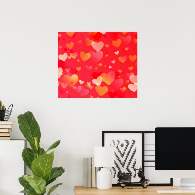 Póster de corazones (Oficina en casa)