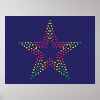 Póster de corazones de estrella decorativos