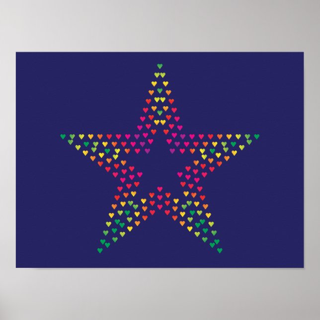 Póster de corazones de estrella decorativos (Frente)