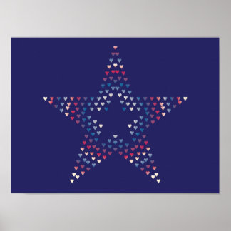 Póster de corazones de estrella decorativos