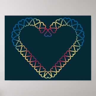 Póster de corazones decorativos