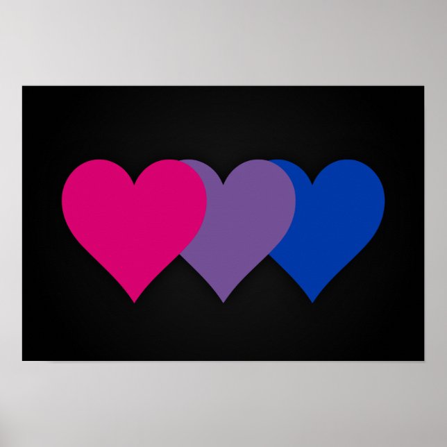 Póster de corazones del orgullo bisexual (Frente)