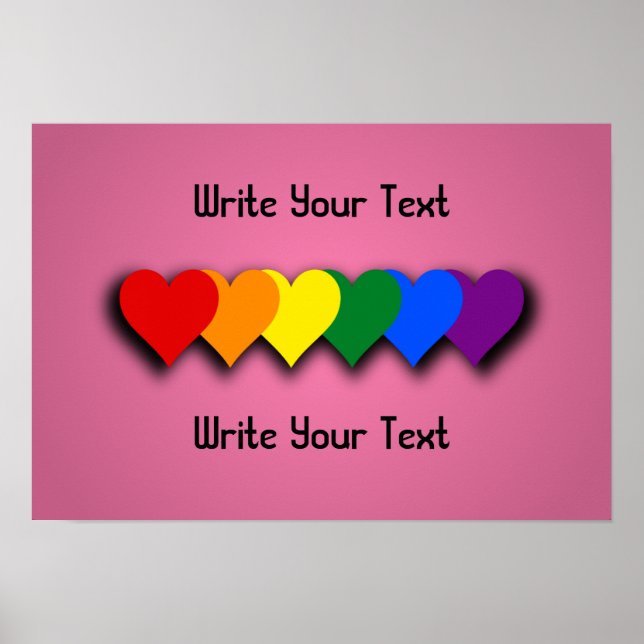 Póster de corazones del orgullo LGBT (Frente)