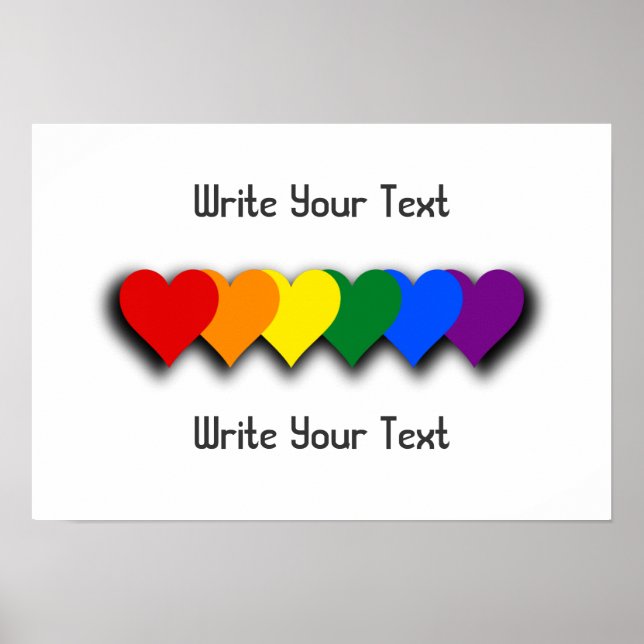 Póster de corazones del orgullo LGBT (Frente)