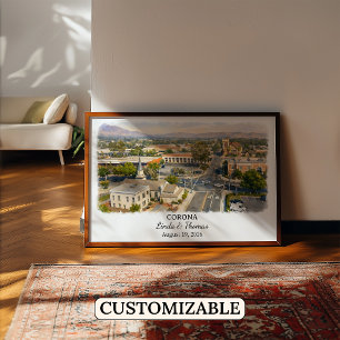 Póster de Corona California, Acuarela, Personaliza
