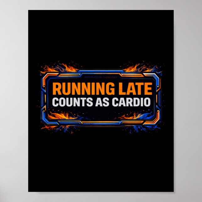 Póster de Correr Tarde Cuenta como Cardio – Divert (Frente)
