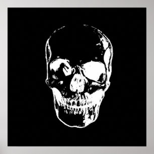 Poster de cráneo - Arte pop negro y blanco, arte f