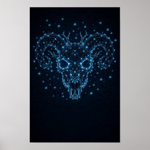 Póster de cráneo de carnero gótico BAAL — Arte de
