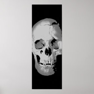 Poster de cráneo panorámico - Arte pop negro y bla