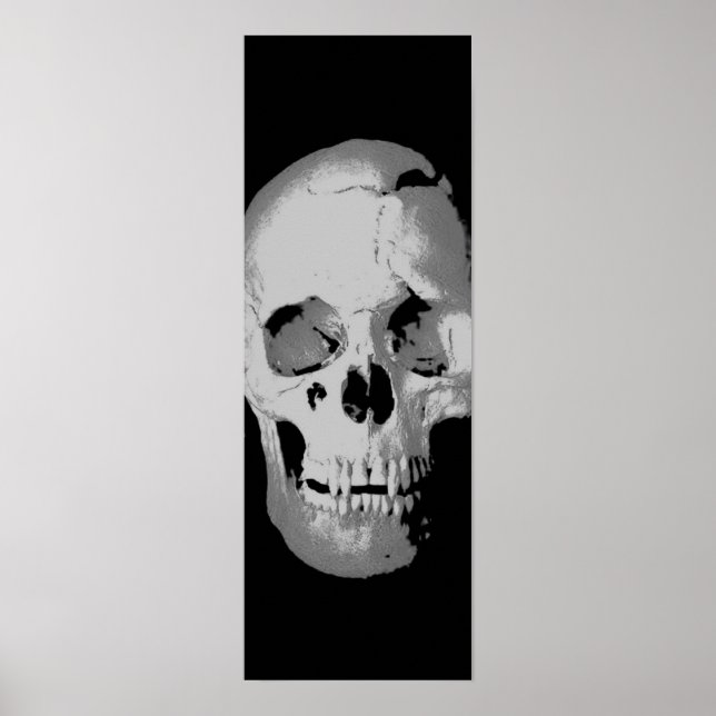 Poster de cráneo panorámico - Arte pop negro y bla (Frente)