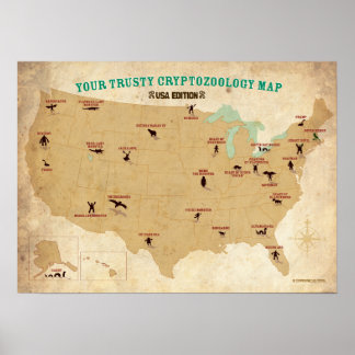 Póster de criaturas legendarias de Estados Unidos