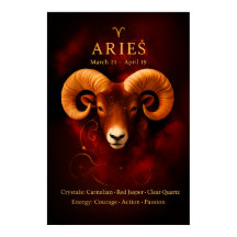 Póster de cristal de Aries en papel (semi brillo)