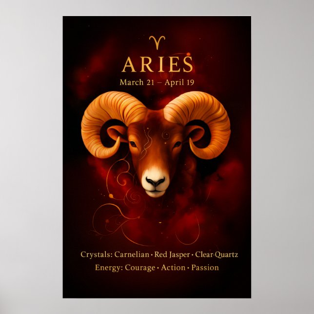 Póster de cristal de Aries en papel (semi brillo) (Frente)