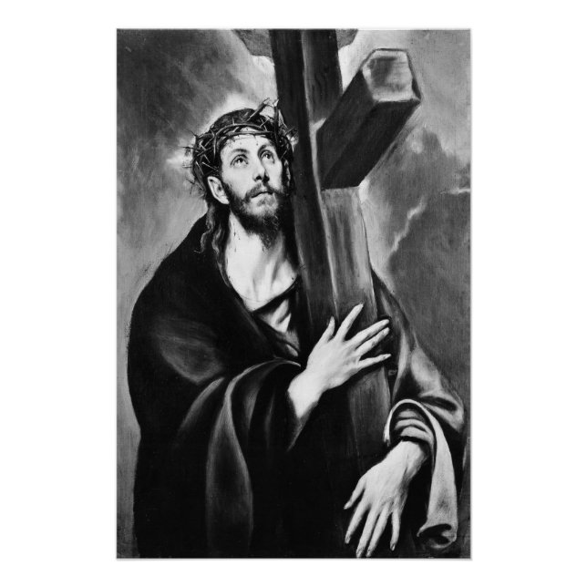 Póster de Cristo llevando la cruz (Blanco y Negro) (Anverso)