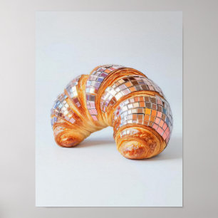 Póster de croissant brillante con estampado de cro