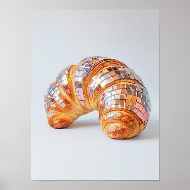 Póster de croissant brillante con estampado de cro (Frente)