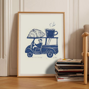 Póster de Croissant de Linograbado Impresión de Ca