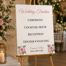 Póster de Cronología de Boda Floral Personalizado