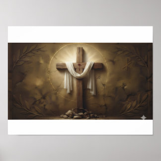 Póster de Cruz Cristiana | Pared de Cruz de Madera