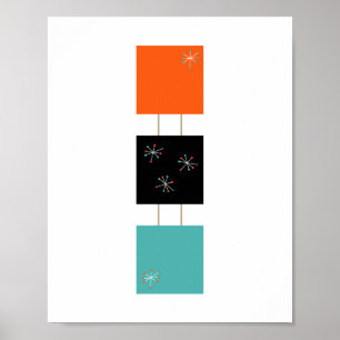 Póster de cuadrados apilados con estilo moderno de