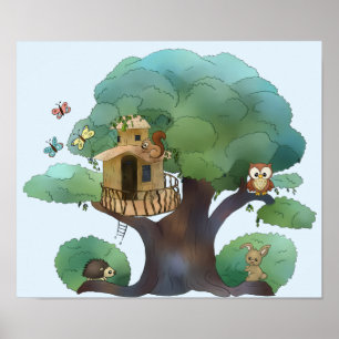 Póster de cuarto del niño casa de árbol