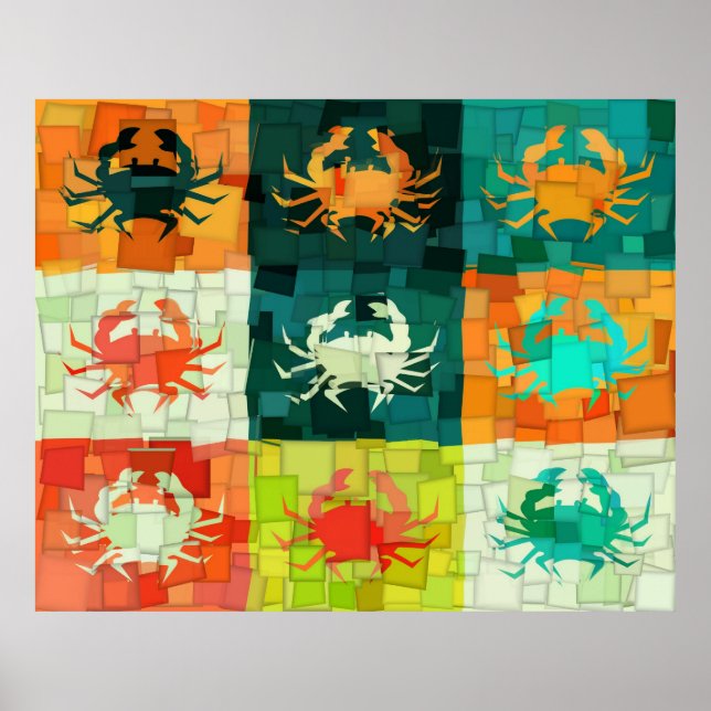 Poster de Cubismo de Crab de Arte Pop (Frente)