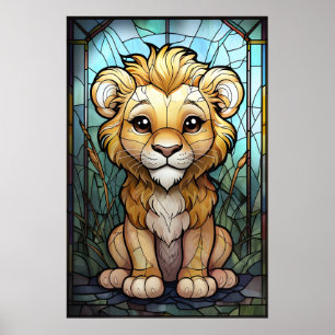 Poster de Cubo de León de Vidrio Manchado - Arte d