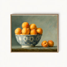 Póster de cuenco de frutas albaricoque antiguo