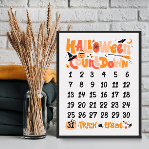 Póster de cuenta regresiva de Halloween Boho Lindo