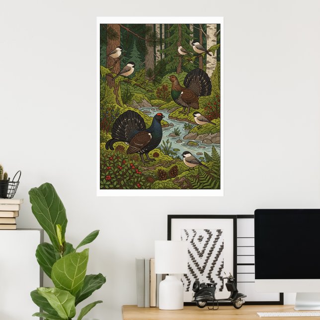 Póster de cuento de animales del bosque (Oficina en casa)