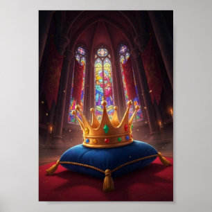 Póster de cuento de hadas Corona Dorada Real sobre