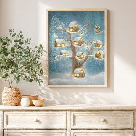 Póster de cuento infantil de la casa del árbol cap