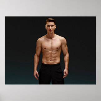 Póster de cuerpo atlético masculino en forma