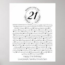 Póster de cumpleaños 21 razones por las que te amo