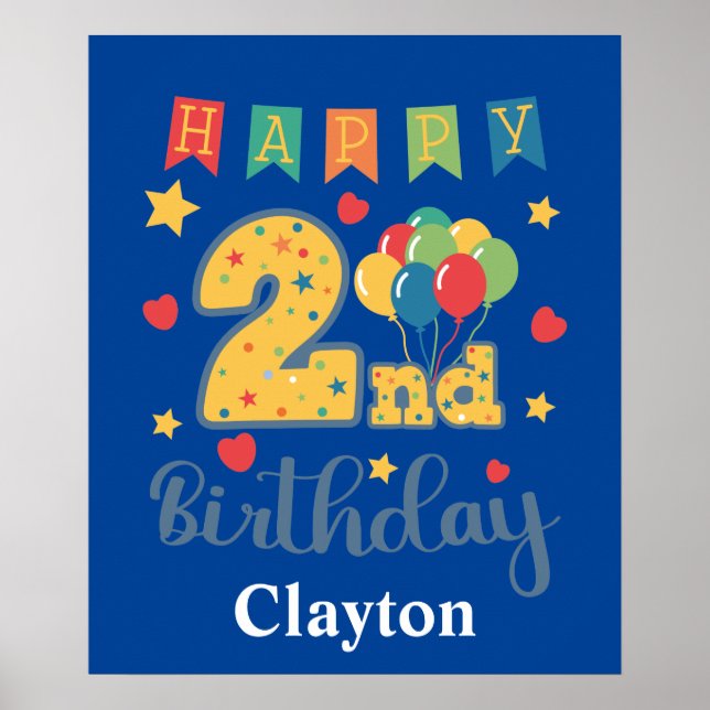 Póster de cumpleaños 2 años feliz (Frente)