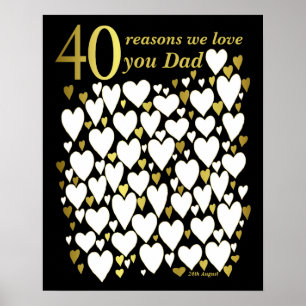 Póster de cumpleaños 40 de Papá - 40 Razones por l