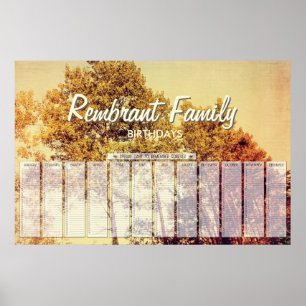 Póster de cumpleaños de arte de abedules del norte