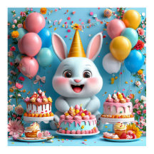 Póster de cumpleaños de conejito lindo Regalo de d