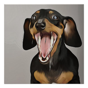 Poster de cumpleaños de Dachshund Yawning Dachshun