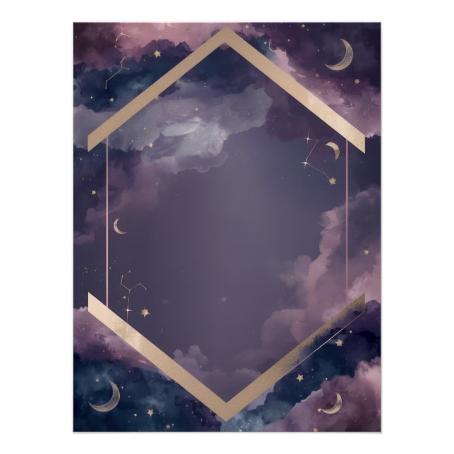 Póster de cumpleaños de galaxia celestial – Acuare (Anverso)